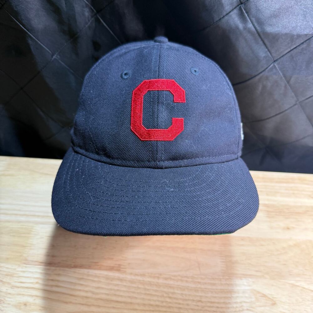 Cleveland Indians New Era Fitted Hat Blue 59Fifty 7 3/8 Cooperstown Sandlot